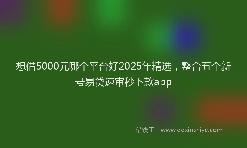 想借5000元哪个平台好2025年精选，整合五个新号易贷速审秒下款app