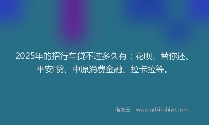 2025年的招行车贷不过多久有：花呗、替你还、平安i贷、中原消费金融、拉卡拉等。