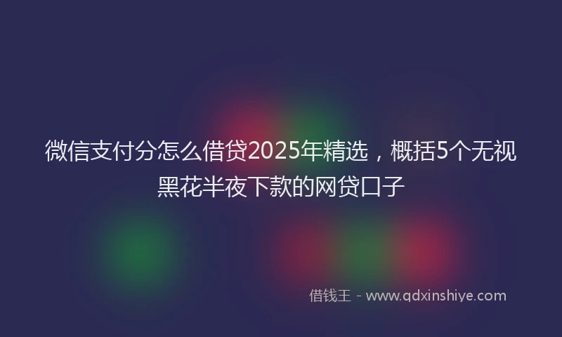微信支付分怎么借贷2025年精选，概括5个无视黑花半夜下款的网贷口子