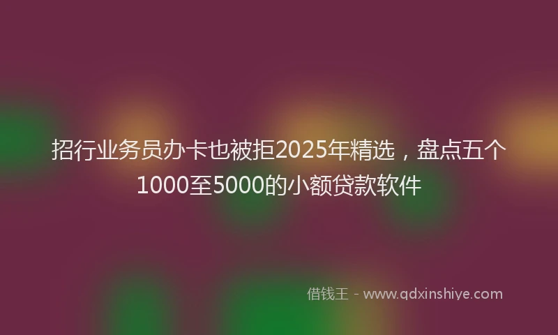 招行业务员办卡也被拒2025年精选，盘点五个1000至5000的小额贷款软件