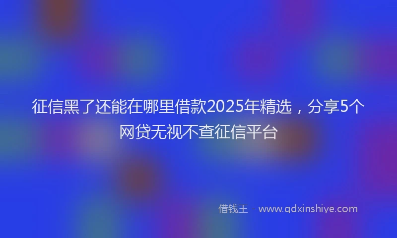 征信黑了还能在哪里借款2025年精选，分享5个网贷无视不查征信平台