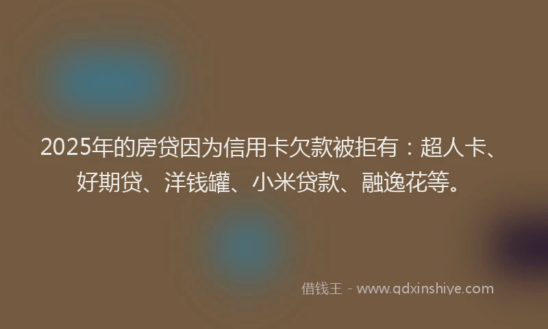 2025年的房贷因为信用卡欠款被拒有：超人卡、好期贷、洋钱罐、小米贷款、融逸花等。