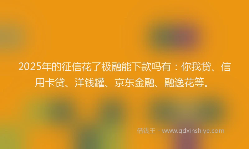 2025年的征信花了极融能下款吗有：你我贷、信用卡贷、洋钱罐、京东金融、融逸花等。