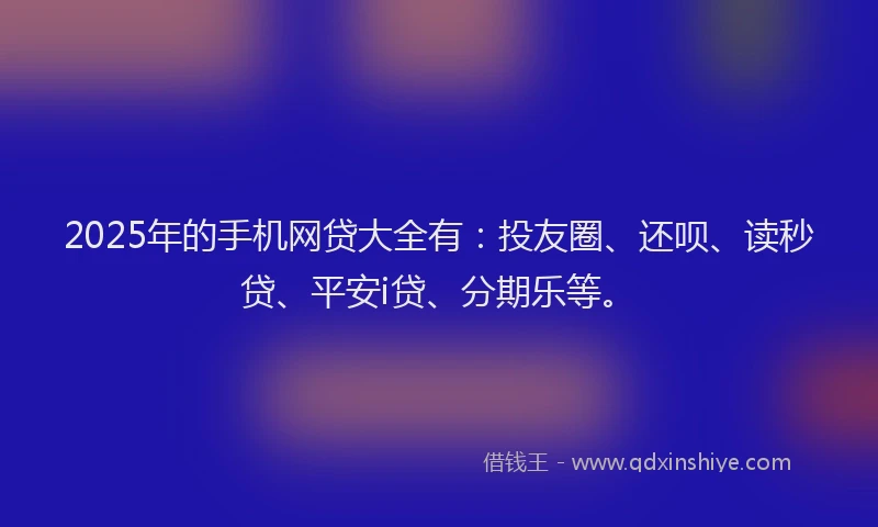 2025年的手机网贷大全有：投友圈、还呗、读秒贷、平安i贷、分期乐等。