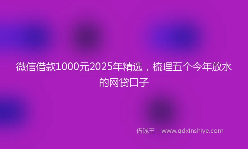微信借款1000元2025年精选，梳理五个今年放水的网贷口子