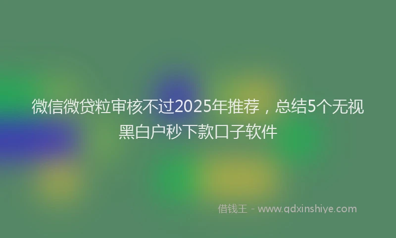 微信微贷粒审核不过2025年推荐，总结5个无视黑白户秒下款口子软件