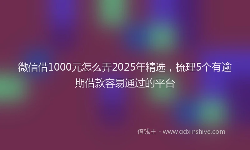 微信借1000元怎么弄2025年精选，梳理5个有逾期借款容易通过的平台