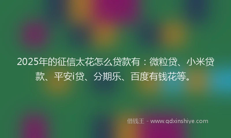 2025年的征信太花怎么贷款有：微粒贷、小米贷款、平安i贷、分期乐、百度有钱花等。