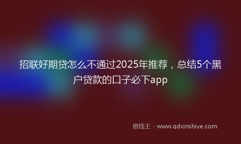 招联好期贷怎么不通过2025年推荐，总结5个黑户贷款的口子必下app