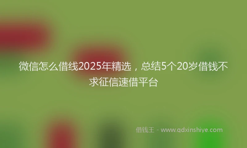 微信怎么借线2025年精选，总结5个20岁借钱不求征信速借平台