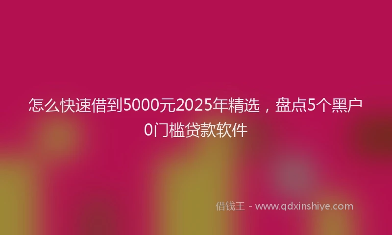 怎么快速借到5000元2025年精选，盘点5个黑户0门槛贷款软件