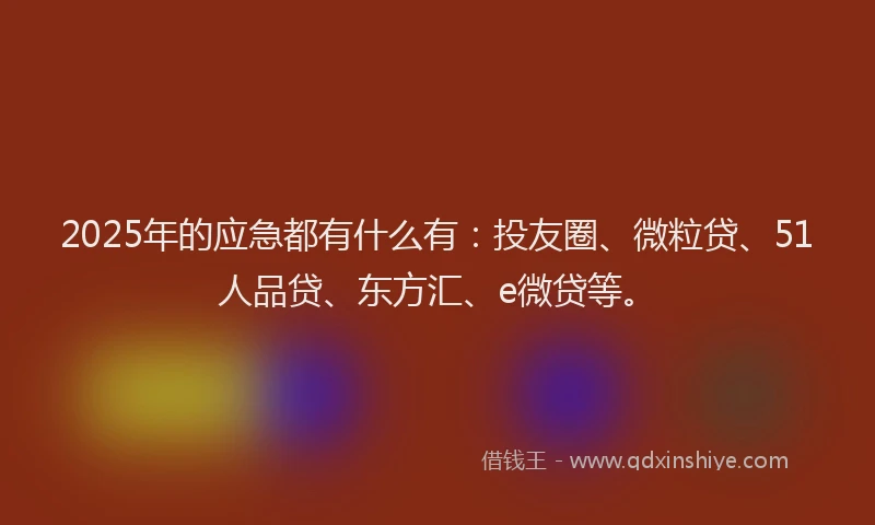2025年的应急都有什么有：投友圈、微粒贷、51人品贷、东方汇、e微贷等。
