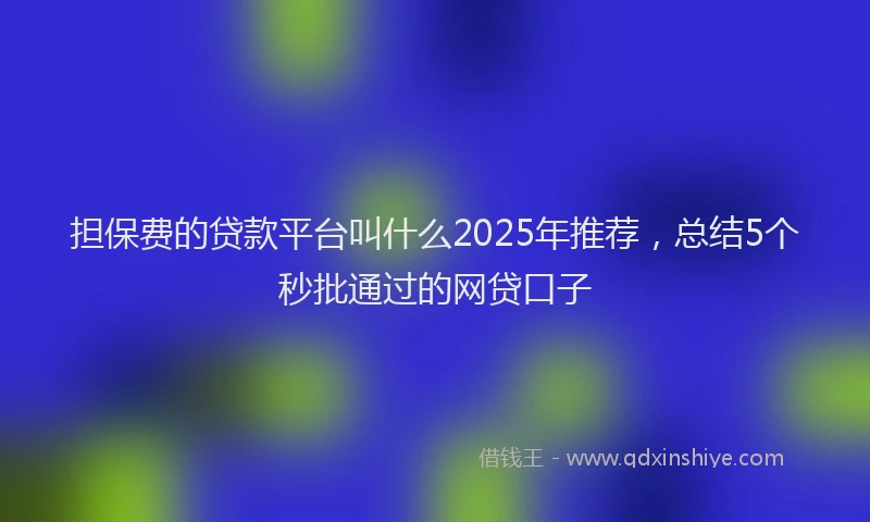 担保费的贷款平台叫什么2025年推荐，总结5个秒批通过的网贷口子