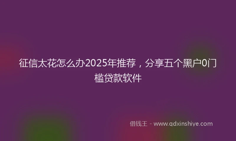 征信太花怎么办2025年推荐，分享五个黑户0门槛贷款软件