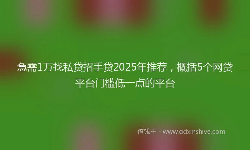 急需1万找私贷招手贷2025年推荐，概括5个网贷平台门槛低一点的平台