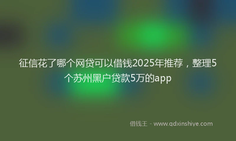 征信花了哪个网贷可以借钱2025年推荐，整理5个苏州黑户贷款5万的app