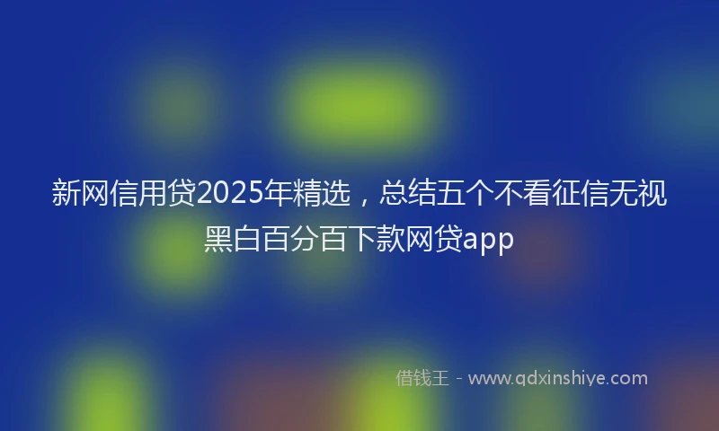新网信用贷2025年精选，总结五个不看征信无视黑白百分百下款网贷app