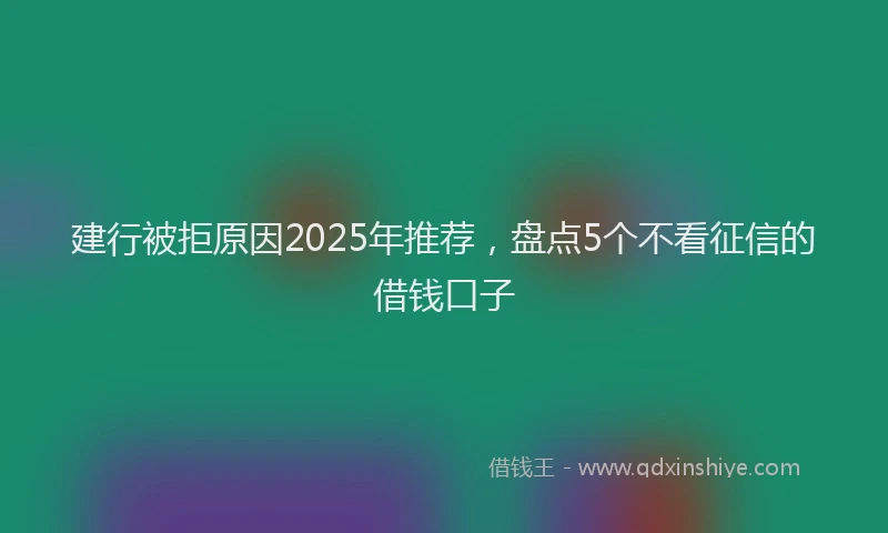 建行被拒原因2025年推荐，盘点5个不看征信的借钱口子