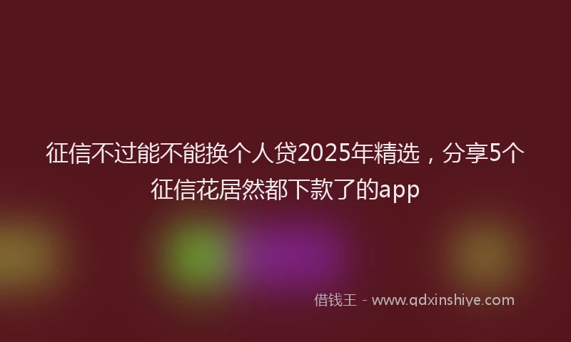 征信不过能不能换个人贷2025年精选，分享5个征信花居然都下款了的app