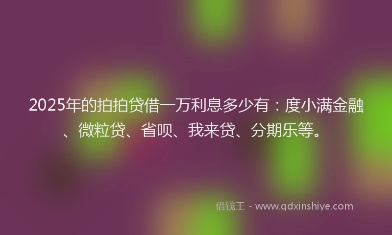 2025年的拍拍贷借一万利息多少有：度小满金融、微粒贷、省呗、我来贷、分期乐等。