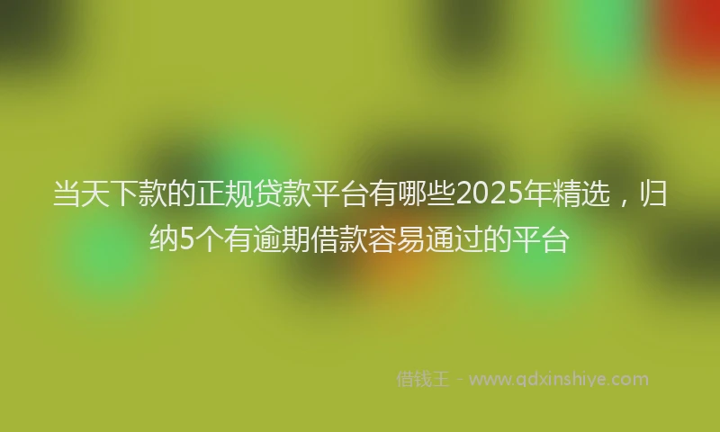 当天下款的正规贷款平台有哪些2025年精选，归纳5个有逾期借款容易通过的平台