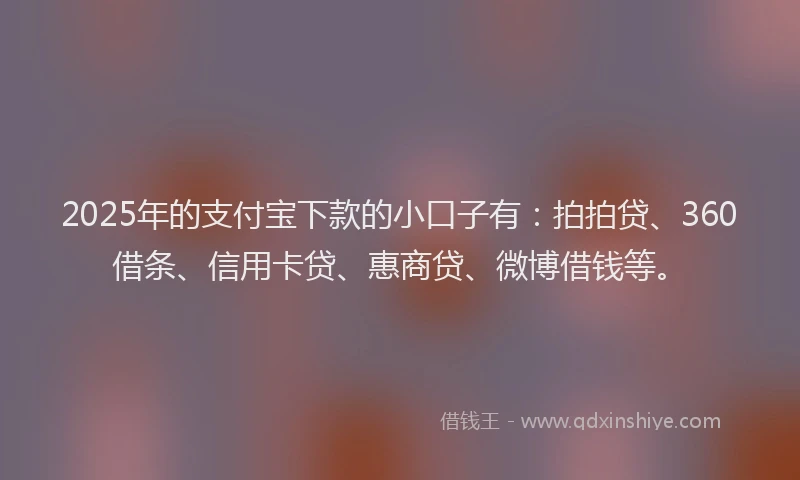 2025年的支付宝下款的小口子有：拍拍贷、360借条、信用卡贷、惠商贷、微博借钱等。