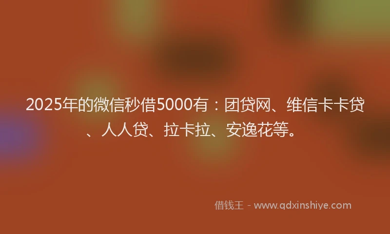 2025年的微信秒借5000有：团贷网、维信卡卡贷、人人贷、拉卡拉、安逸花等。