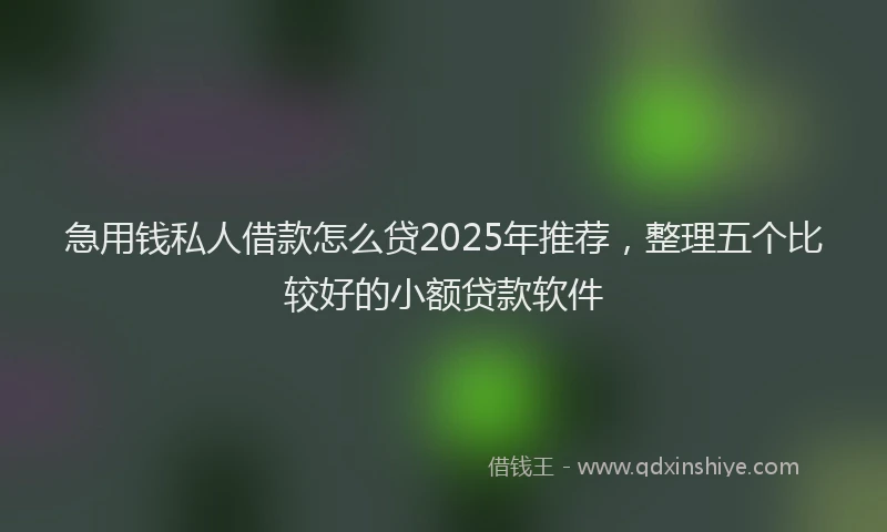 急用钱私人借款怎么贷2025年推荐，整理五个比较好的小额贷款软件