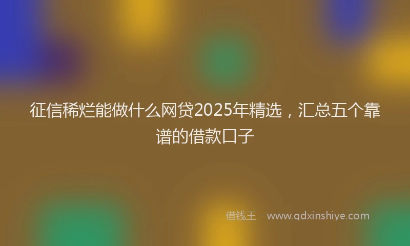 征信稀烂能做什么网贷2025年精选，汇总五个靠谱的借款口子