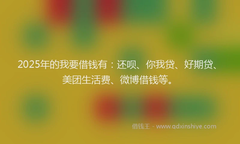 2025年的我要借钱有：还呗、你我贷、好期贷、美团生活费、微博借钱等。