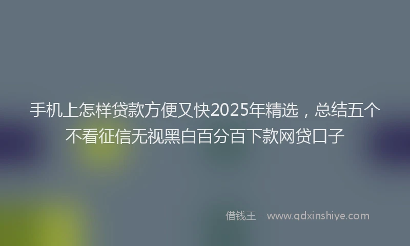手机上怎样贷款方便又快2025年精选，总结五个不看征信无视黑白百分百下款网贷口子