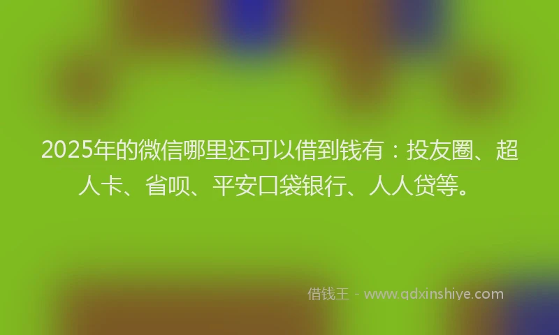 2025年的微信哪里还可以借到钱有：投友圈、超人卡、省呗、平安口袋银行、人人贷等。