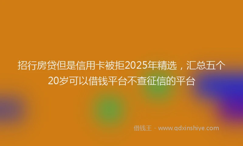 招行房贷但是信用卡被拒2025年精选，汇总五个20岁可以借钱平台不查征信的平台