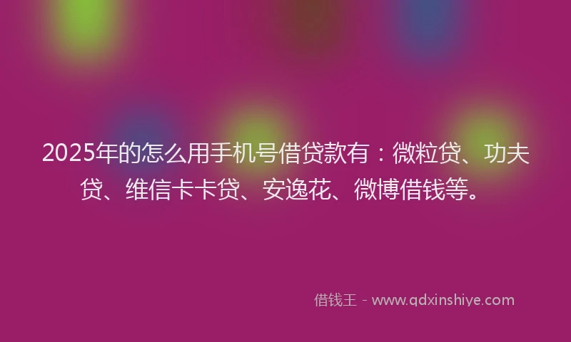 2025年的怎么用手机号借贷款有：微粒贷、功夫贷、维信卡卡贷、安逸花、微博借钱等。