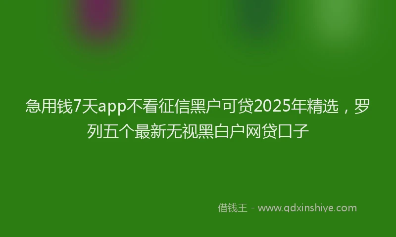 急用钱7天app不看征信黑户可贷2025年精选，罗列五个最新无视黑白户网贷口子