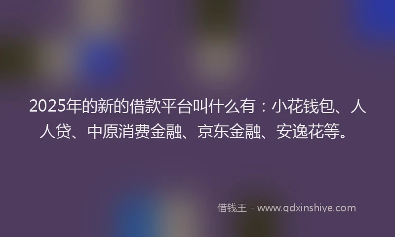 2025年的新的借款平台叫什么有：小花钱包、人人贷、中原消费金融、京东金融、安逸花等。