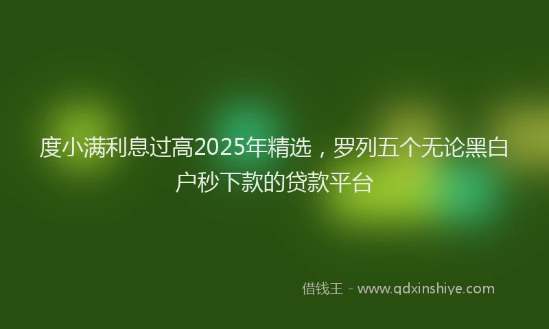 度小满利息过高2025年精选，罗列五个无论黑白户秒下款的贷款平台