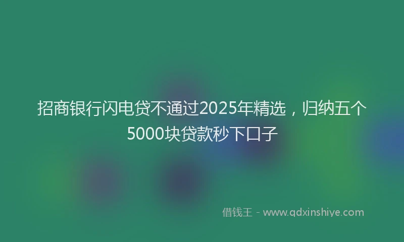 招商银行闪电贷不通过2025年精选，归纳五个5000块贷款秒下口子