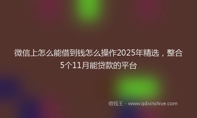 微信上怎么能借到钱怎么操作2025年精选，整合5个11月能贷款的平台