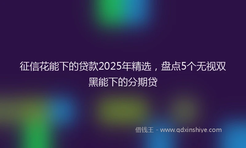 征信花能下的贷款2025年精选，盘点5个无视双黑能下的分期贷