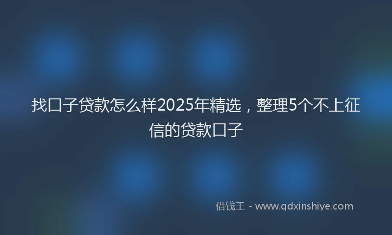 找口子贷款怎么样2025年精选，整理5个不上征信的贷款口子