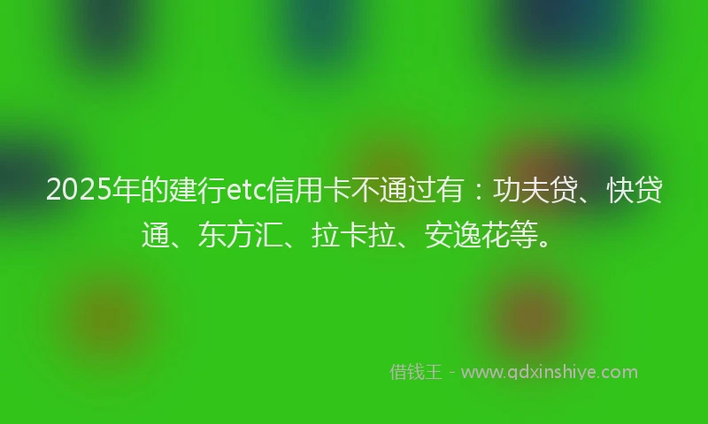 2025年的建行etc信用卡不通过有：功夫贷、快贷通、东方汇、拉卡拉、安逸花等。