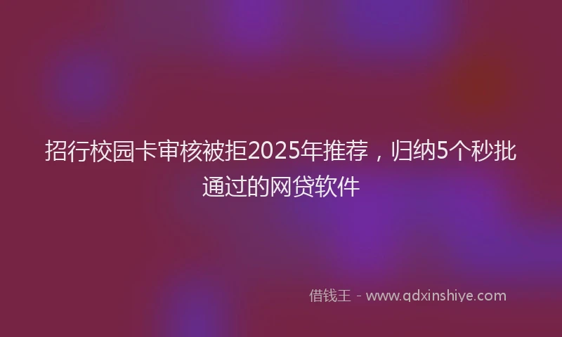 招行校园卡审核被拒2025年推荐，归纳5个秒批通过的网贷软件