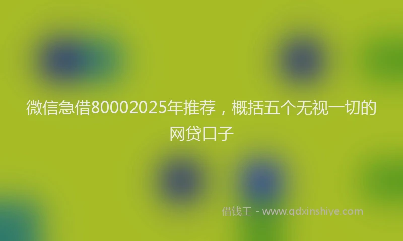 微信急借80002025年推荐，概括五个无视一切的网贷口子