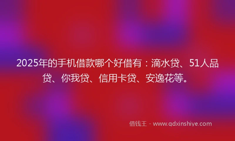 2025年的手机借款哪个好借有：滴水贷、51人品贷、你我贷、信用卡贷、安逸花等。