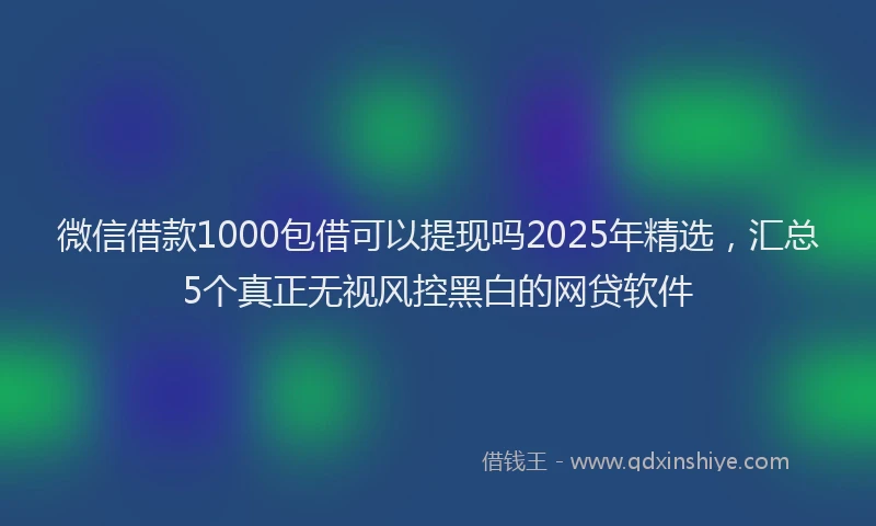 微信借款1000包借可以提现吗2025年精选，汇总5个真正无视风控黑白的网贷软件