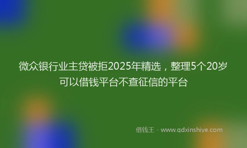 微众银行业主贷被拒2025年精选，整理5个20岁可以借钱平台不查征信的平台