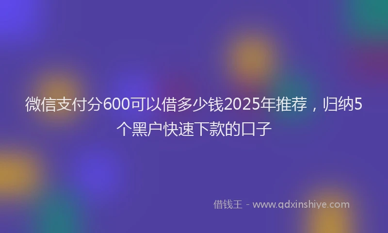 微信支付分600可以借多少钱2025年推荐，归纳5个黑户快速下款的口子