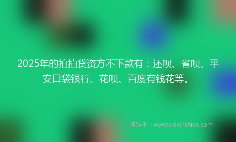 2025年的拍拍贷资方不下款有：还呗、省呗、平安口袋银行、花呗、百度有钱花等。