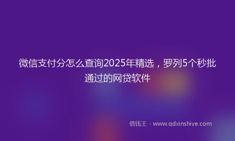 微信支付分怎么查询2025年精选，罗列5个秒批通过的网贷软件